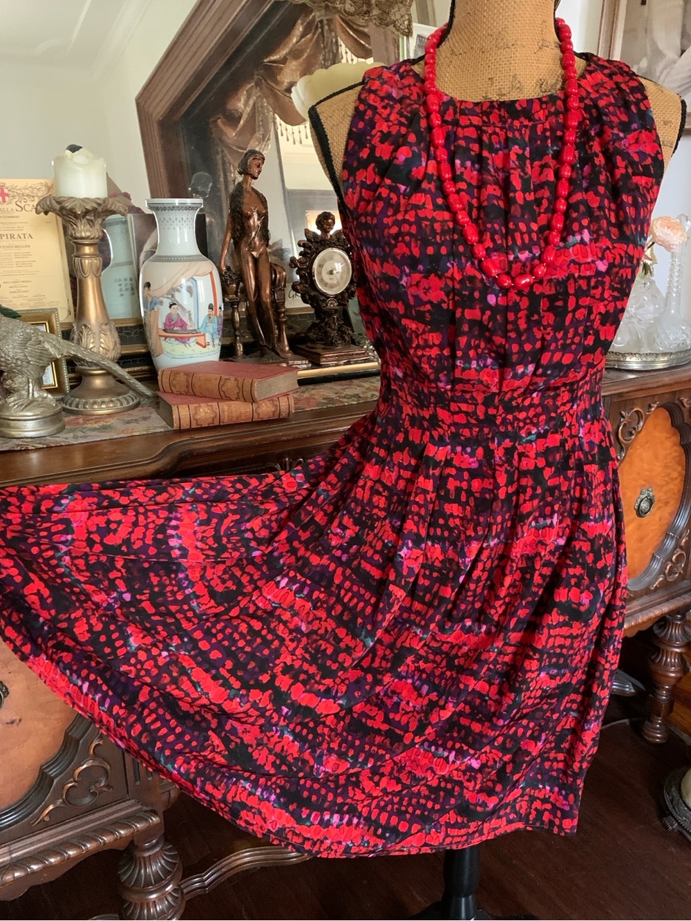 Vintage Classic Marc New York Abstract Print Cocktail Valentine’s Day Date Dress